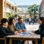Familia visitando un colegio internacional en Barcelona